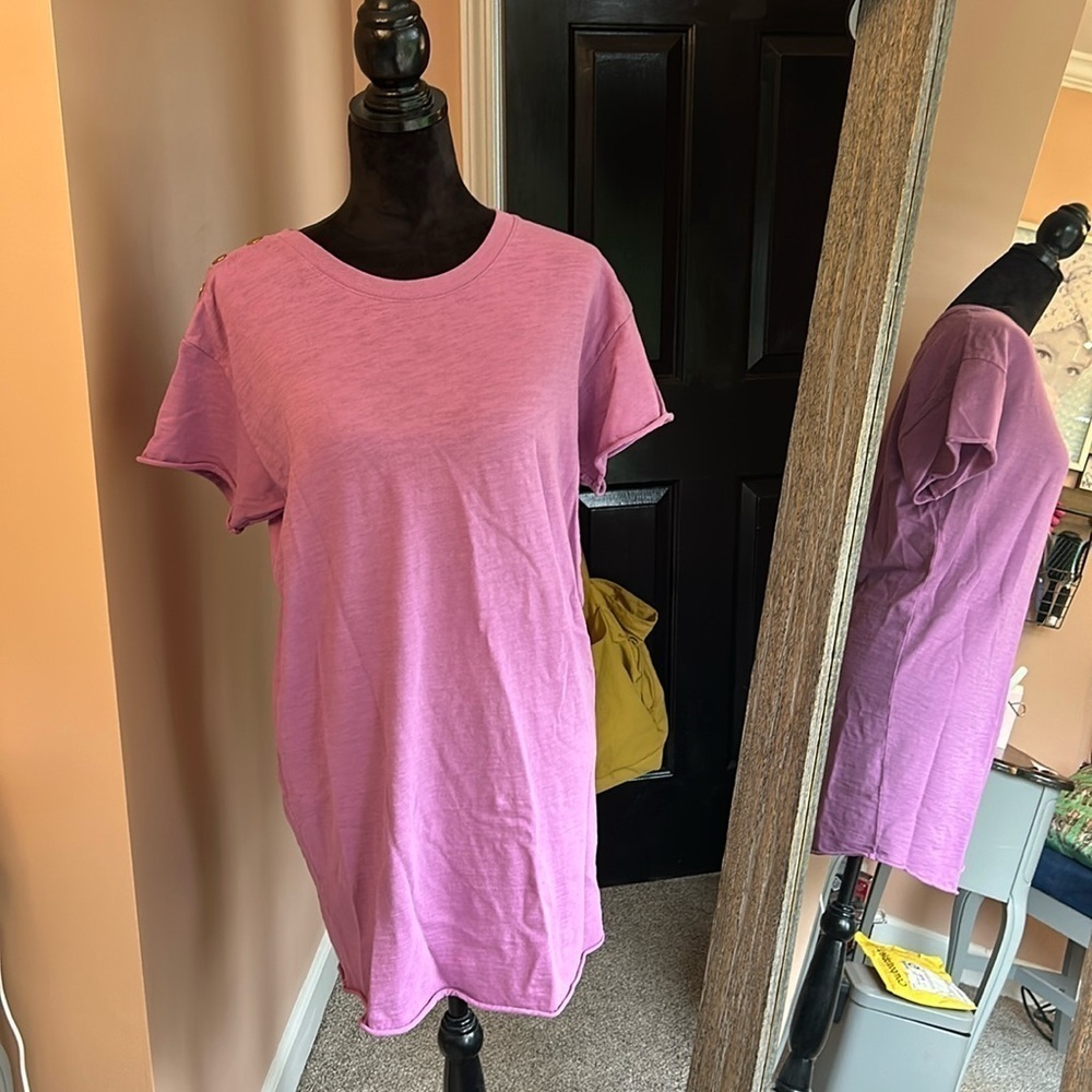 NATION LTD | Rowan Snap-Shoulder Tee Shirt Dress Women small $145 Stretch Cotton